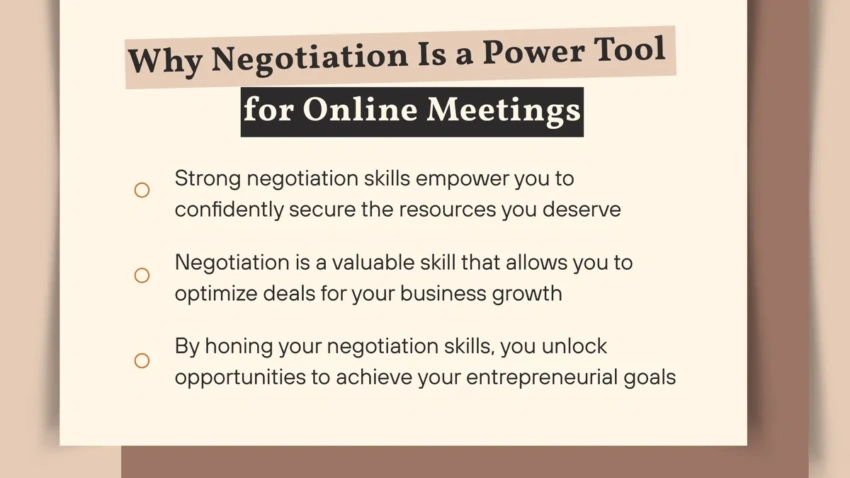 Online meetings and negotiation techniques